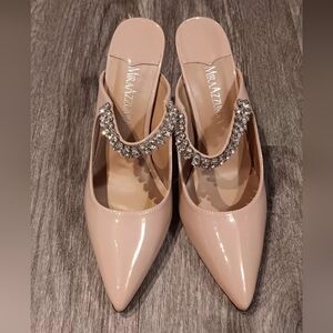 Mira Azzurra Nude Stiletto mules 6.5 Rhinestone Strap